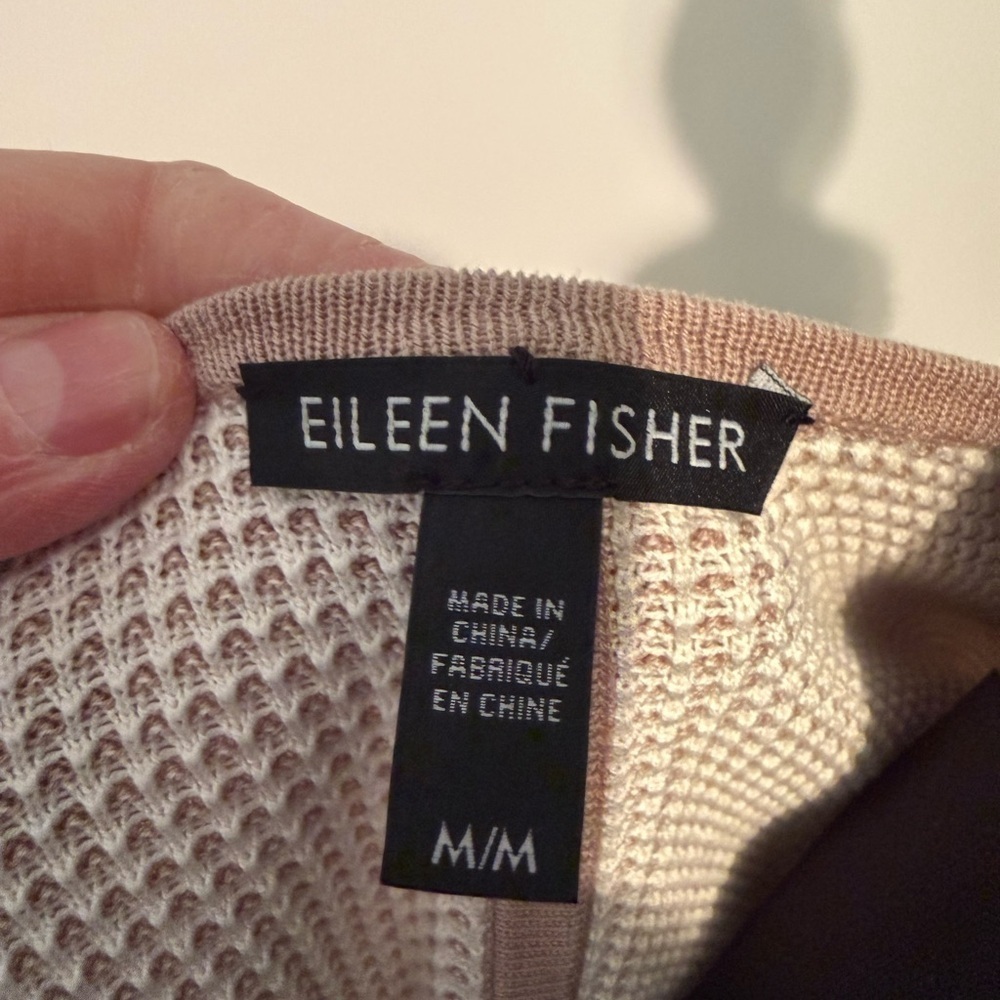 Eileen Fisher Tan and Cream Cardigan 80% silk - Picture 5 of 5